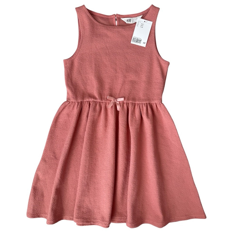 🎀 NEW H&M Girls Pink Textured Dress – Size 6–7Y (NWT)